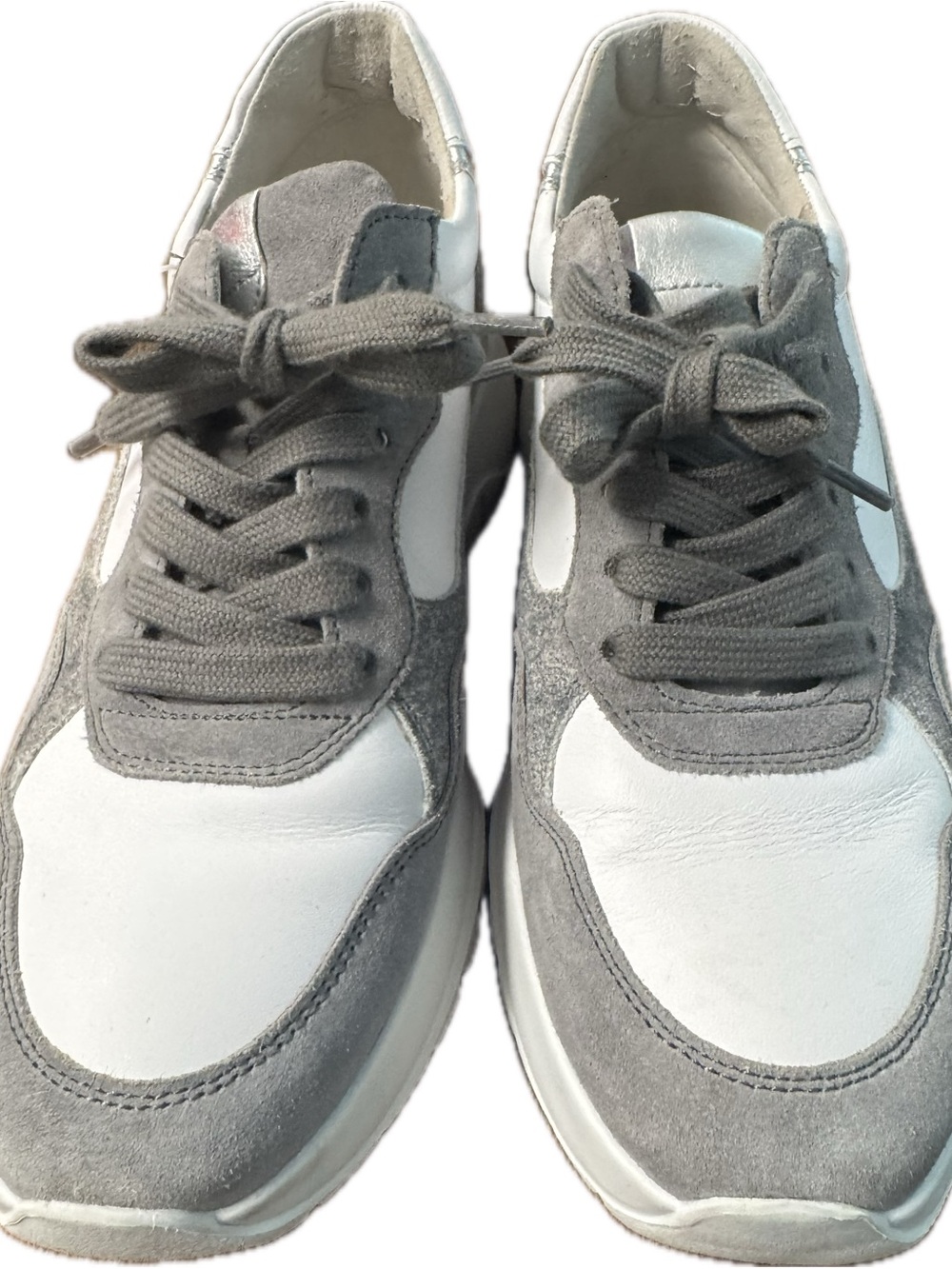 Gabor White and Light Gray Leather Sneakers